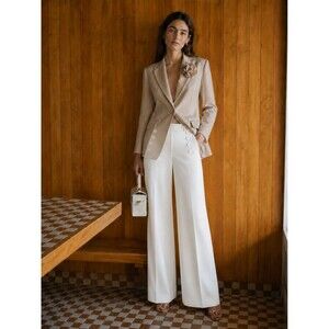LTD White Wide Leg Sailor Pants Fully Lined Decorative Buttons Size 0 / W30